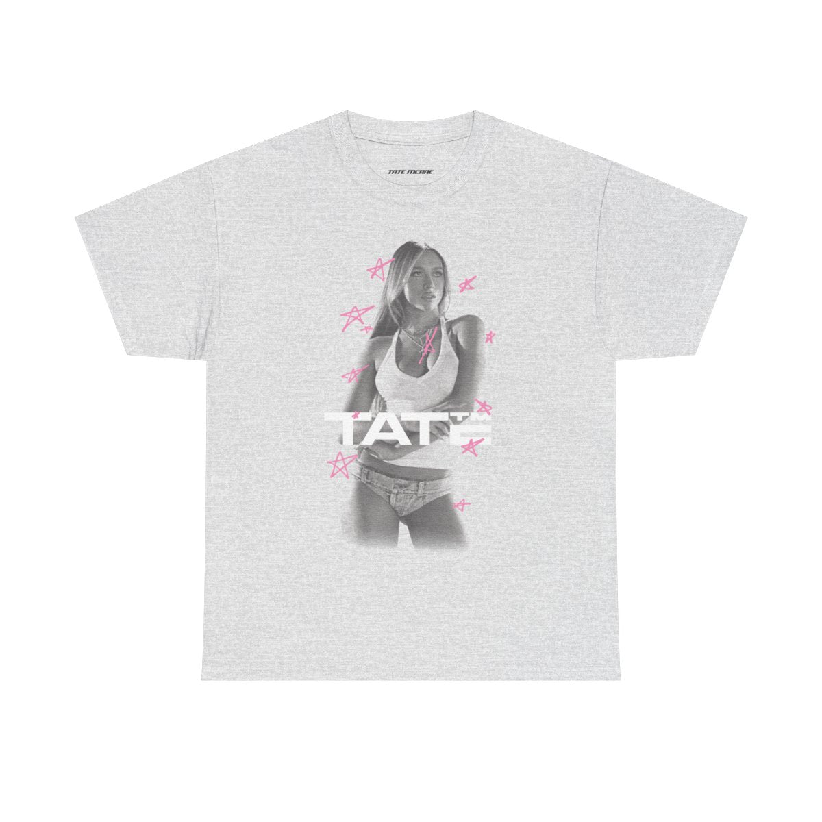 Tate McRae Tour Merch - Grey Pink Stars T-shirt