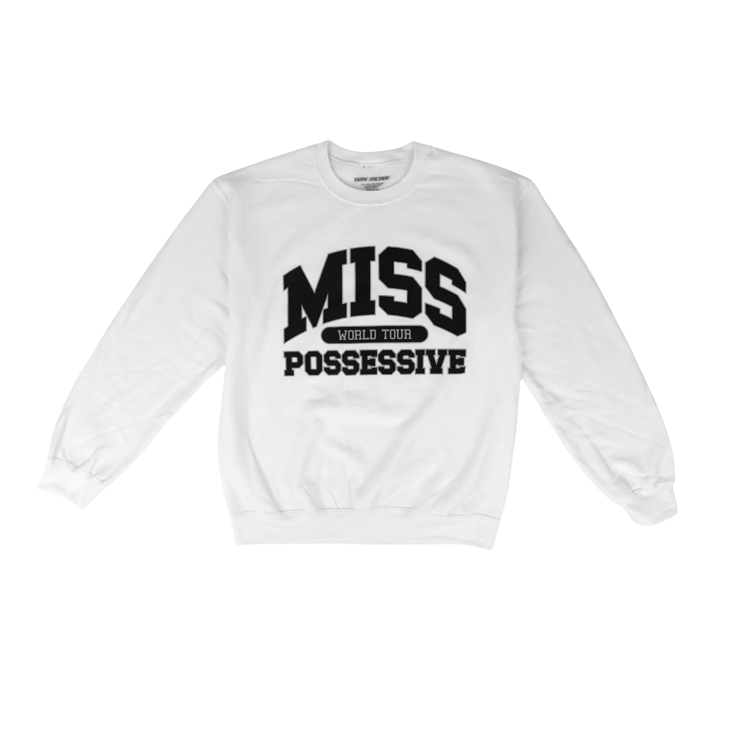 Tate McRae Tour Merch - Miss Possessive White Crewneck Sweatshirt