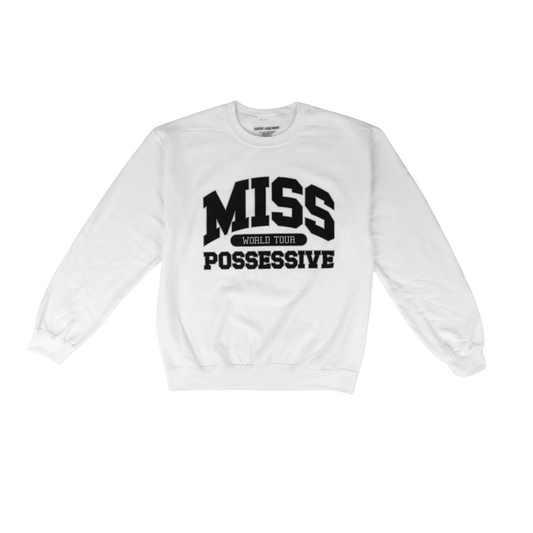 Tate McRae Tour Merch - Miss Possessive White Crewneck Sweatshirt